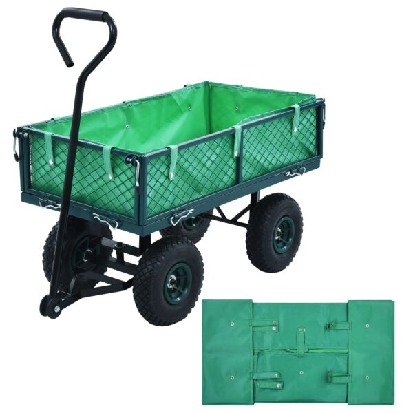 vidaXL Gartenwagen-Einlage Gr&uuml;n Stoff