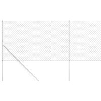 vidaXL Maschendrahtzaun mit Pfosten Verzinkter Stahl 15&times;1,5 m Silbern