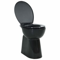 vidaXL Hohe Sp&uuml;lrandlose Toilette Soft-Close 7cm H&ouml;her Keramik Schwarz