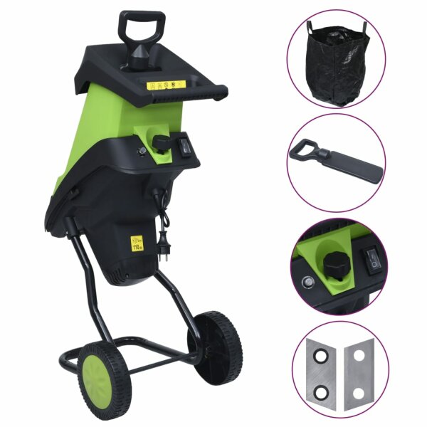 vidaXL Elektrischer Gartenh&auml;cksler mit 2 Ersatzklingen 2400 W