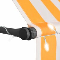 vidaXL Einziehbare Markise Handbetrieben mit LED 300 cm Wei&szlig; Orange