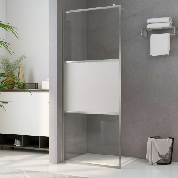 vidaXL Duschwand f&uuml;r Begehbare Dusche Halbmattiertes ESG-Glas 90x195cm