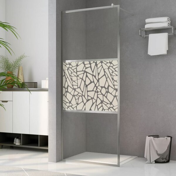 vidaXL Duschwand f&uuml;r Begehbare Dusche ESG-Glas Steindesign 115x195 cm