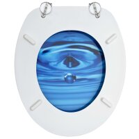 vidaXL Toilettensitz mit Deckel MDF Blau Wassertropfen-Design