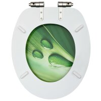 vidaXL Toilettensitz Soft-Close-Deckel MDF Gr&uuml;n Wassertropfen-Design