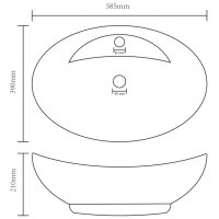 vidaXL Luxus-Waschbecken &Uuml;berlauf Oval Matt-Wei&szlig; 58,5x39 cm Keramik