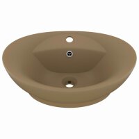 vidaXL Luxus-Waschbecken &Uuml;berlauf Oval Matt Creme 58,5x39cm Keramik