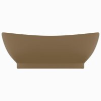 vidaXL Luxus-Waschbecken &Uuml;berlauf Oval Matt Creme 58,5x39cm Keramik