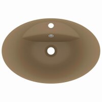 vidaXL Luxus-Waschbecken &Uuml;berlauf Oval Matt Creme 58,5x39cm Keramik