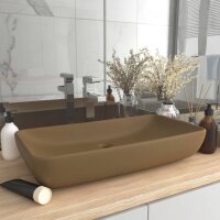 vidaXL Luxus-Waschbecken Rechteckig Matt Creme 71x38 cm...