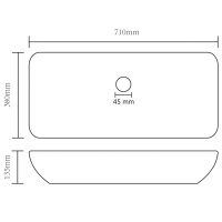 vidaXL Luxus-Waschbecken Rechteckig Matt Creme 71x38 cm Keramik