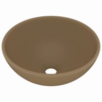 vidaXL Luxus-Waschbecken Rund Matt Creme 32,5x14 cm Keramik