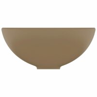 vidaXL Luxus-Waschbecken Rund Matt Creme 32,5x14 cm Keramik