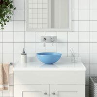 vidaXL Waschbecken Keramik Hellblau Rund