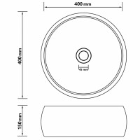 WOWONA Luxuri&ouml;ses Waschbecken Rund Matt Creme 40x15 cm Keramik