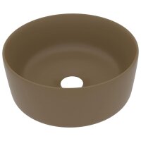 vidaXL Luxuri&ouml;ses Waschbecken Rund Matt Creme 40x15 cm Keramik