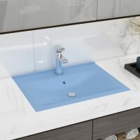 vidaXL Luxus-Waschbecken mit Hahnloch Matt-Hellblau 60x46...