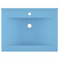 vidaXL Luxus-Waschbecken mit Hahnloch Matt-Hellblau 60x46 cm Keramik