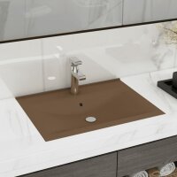 vidaXL Luxus-Waschbecken mit Hahnloch Matt-Creme 60x46 cm...