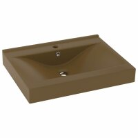 vidaXL Luxus-Waschbecken mit Hahnloch Matt-Creme 60x46 cm...