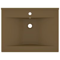 vidaXL Luxus-Waschbecken mit Hahnloch Matt-Creme 60x46 cm Keramik