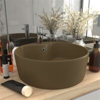 vidaXL Luxus-Waschbecken mit &Uuml;berlauf Matt Creme 36x13 cm Keramik