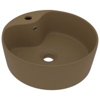 vidaXL Luxus-Waschbecken mit &Uuml;berlauf Matt Creme 36x13 cm Keramik