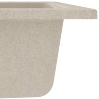 vidaXL K&uuml;chensp&uuml;le mit &Uuml;berlauf Oval Beige Granit