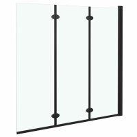 vidaXL Faltbare Duschkabine 3 Paneele ESG 130x138 cm Schwarz