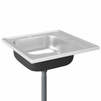 vidaXL K&uuml;chensp&uuml;le mit Abtropfset Silbern 600x600x155 mm Edelstahl