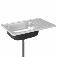 vidaXL K&uuml;chensp&uuml;le mit Abtropfset Silbern 800x500x155 mm Edelstahl