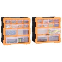 vidaXL Multi-Schubladen-Organizer 2 Stk. 12 Schubladen 26,5x16x26 cm