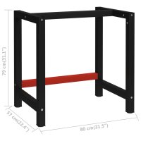 vidaXL Werkbankgestell Metall 80x57x79 cm Schwarz und Rot