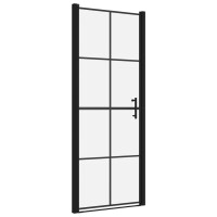 vidaXL Duscht&uuml;r Hartglas 81x195 cm Schwarz