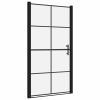 vidaXL Duschtür Hartglas 100x178 cm Schwarz