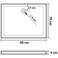 vidaXL Duschwanne Anti-Rutsch Wei&szlig; 90x70x4 cm ABS