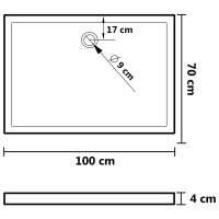 vidaXL Duschwanne Anti-Rutsch Wei&szlig; 70x100x4 cm ABS