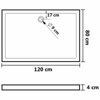 vidaXL Duschwanne Anti-Rutsch Wei&szlig; 80x120x4 cm ABS