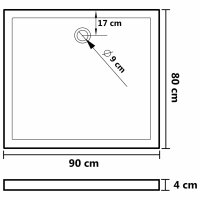 vidaXL Duschtasse ABS Rechteckig Schwarz 80x90 cm