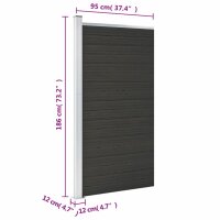 vidaXL Zaunelement WPC 95x186 cm Schwarz