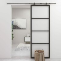 vidaXL Schiebet&uuml;r Aluminium und ESG Glas 76x205 cm Schwarz