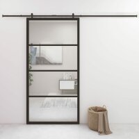 vidaXL Schiebet&uuml;r Aluminium und ESG Glas 102,5x205 cm Schwarz