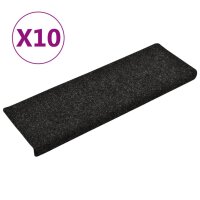 vidaXL Treppenmatten 10 Stk. Schwarz 65x21x4 cm Nadelvlies