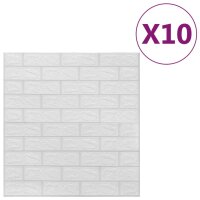 vidaXL 3D Tapete Ziegelstein Selbstklebend 10 Stk. Weiß
