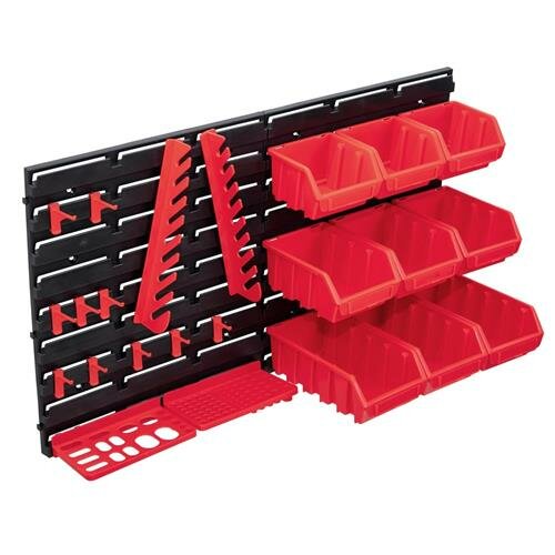 vidaXL 34-tlg. Beh&auml;lter-Set f&uuml;r Kleinteile mit Wandplatten Rot Schwarz