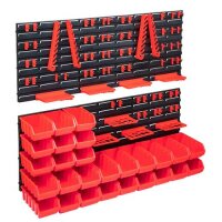 vidaXL 103tlg. Beh&auml;lter-Set f&uuml;r Kleinteile mit Wandplatten Rot Schwarz