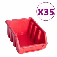 vidaXL 141tlg. Beh&auml;lter-Set f&uuml;r Kleinteile mit Wandplatten Rot Schwarz