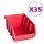 vidaXL 141tlg. Beh&auml;lter-Set f&uuml;r Kleinteile mit Wandplatten Rot Schwarz