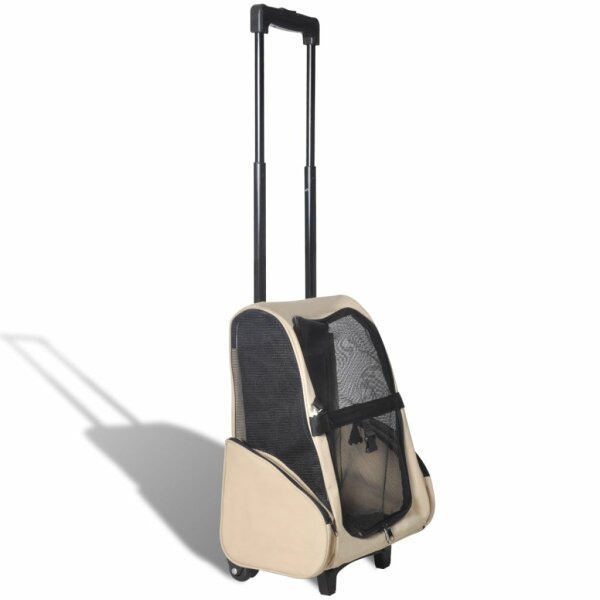 vidaXL Multifunktionaler Haustiertrolley Zusammenfaltbar Beige