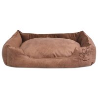 vidaXL Hundebett mit Kissen PU Kunstleder Gr&ouml;&szlig;e S Beige